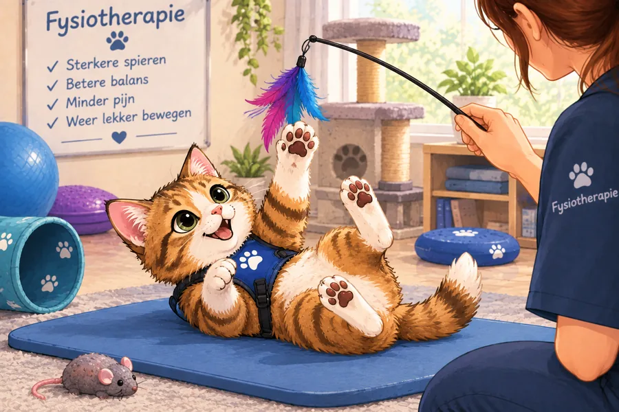 Illustratie van een speelse oefening bij een kat